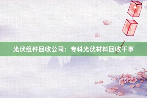光伏组件回收公司：专科光伏材料回收干事